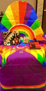 Hand stitched quilt to honor the LGBTQ and Two Spirit that are Missing and Murdered